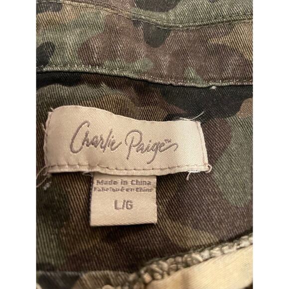 Charlie Paige Faded Camouflage Jacket Sz Large Lg Utility Coat Snap Up - Picture 3 of 16